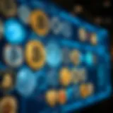 Diverse cryptocurrencies displayed on a digital screen
