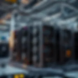 Visual representation of cryptocurrency mining equipment