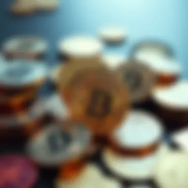 A collection of trendy new cryptocurrency coins